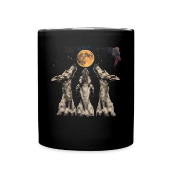 Italienischer Windhund Hund Heulender Mond - Tasse einfarbig - Schwarz - Vorne