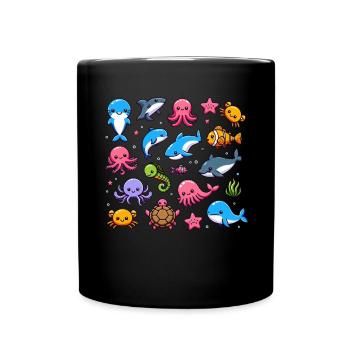 Colorful sea creatures for kids Sea creatures - Full Colour Mug - black - Front