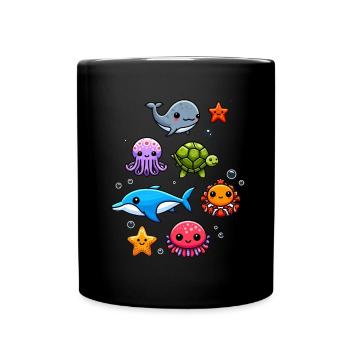 Colorful sea creatures for kids Sea creatures - Full Colour Mug - black - Front