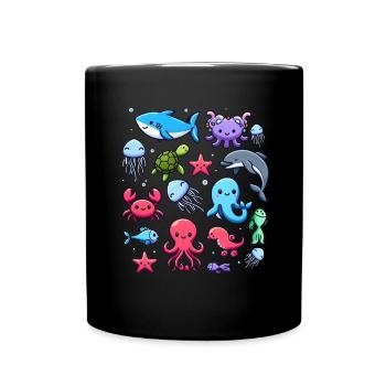 Colorful sea creatures for kids Sea creatures - Full Colour Mug - black - Front