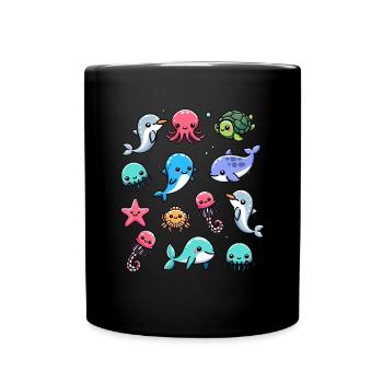 Colorful sea creatures for kids Sea creatures - Full Colour Mug - black - Front