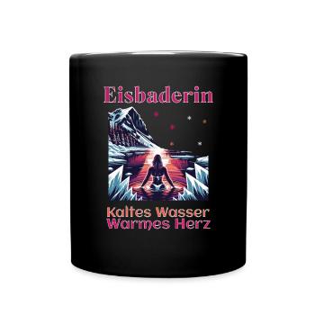 Eisbaderin - Kaltes Wasser Warmes Herz Eisbaden - Tasse einfarbig - Schwarz - Vorne