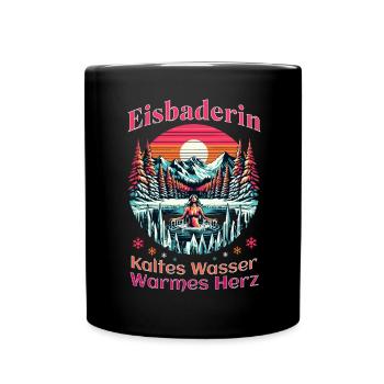 Eisbaderin - Kaltes Wasser Warmes Herz Eisbaden - Tasse einfarbig - Schwarz - Vorne