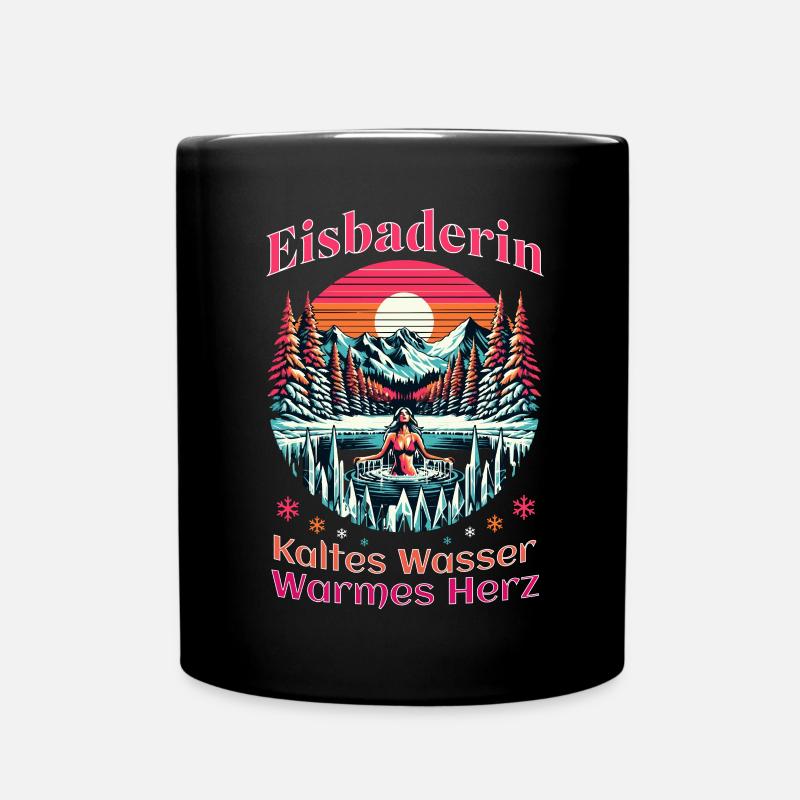 Eisbaderin - Kaltes Wasser Warmes Herz Eisbaden - Tasse einfarbig - Schwarz
