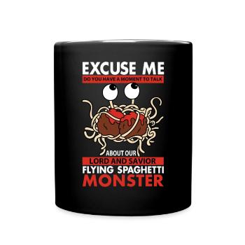 Fliegendes Spaghettimonster FSM - Tasse einfarbig - Schwarz - Vorne