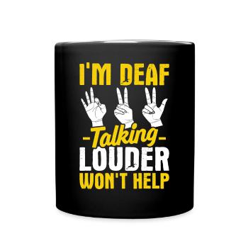 Deaf Pride ASL Gebärdensprache - Tasse einfarbig - Schwarz - Vorne