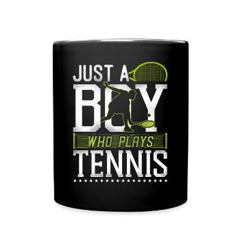 Funny Tennis Player Racket Boy - Tasse einfarbig - Schwarz - Vorne