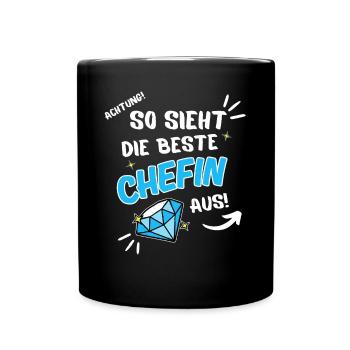 So sieht die beste Chefin aus - Tasse einfarbig - Schwarz - Vorne