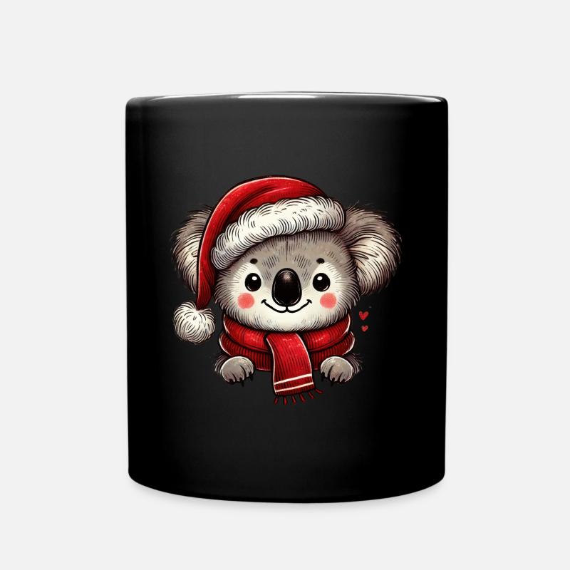 Koala de Noël câlin avec écharpe rouge et - Mug uni - noir
