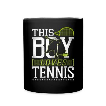 Funny Tennis Player Racket Boy - Tasse einfarbig - Schwarz - Vorne