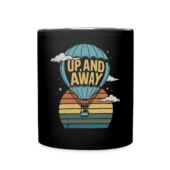 Heißluftballon - Hoch Hinaus und Weg - Tasse einfarbig - Schwarz - Vorne
