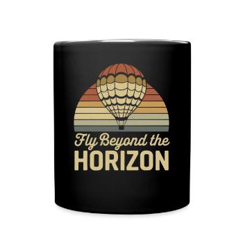Fliege Jenseits des Horizonts Heißluftballon - Tasse einfarbig - Schwarz - Vorne