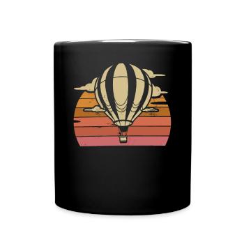 Montgolfière rétro coucher de soleil liberté - Mug uni - noir - Devant