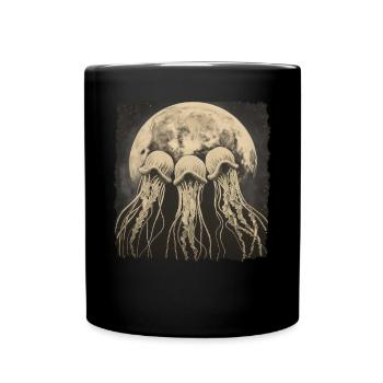 Jellyfish Ocean Howling Moon - Full Colour Mug - black - Front
