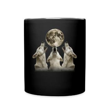 Labrador Retriever Dog Howling Moon - Full Colour Mug - black - Front