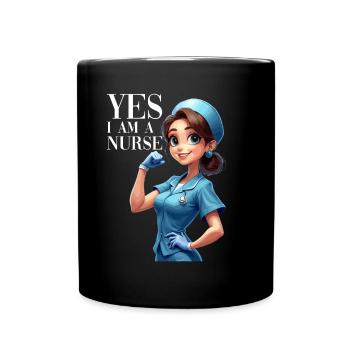 Lustige Krankenschwester mit Humor - Tasse einfarbig - Schwarz - Vorne
