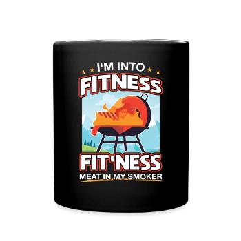 BBQ Fitness - Fit'ness Meat in My Smoker - Full Colour Mug - black - Front