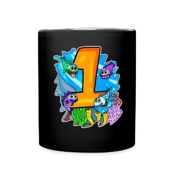 Number 1 Number One - Pisces Motif - Full Colour Mug - black - Front