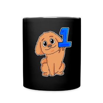 Number 1 Number One - Dog Motif - Full Colour Mug - black - Front