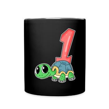 Number 1 Number One - Turtle Motif - Full Colour Mug - black - Front