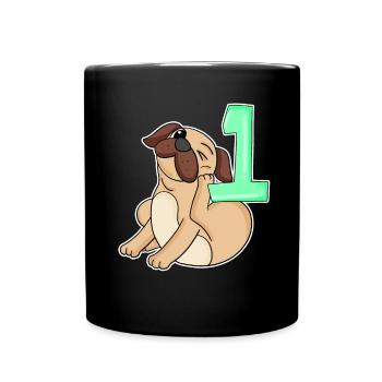 Number 1 Number One - Pug Dog Motif - Full Colour Mug - black - Front