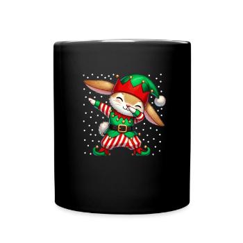 Weihnachten Hase Elf Lustiger Hasenliebhaber - Tasse einfarbig - Schwarz - Vorne