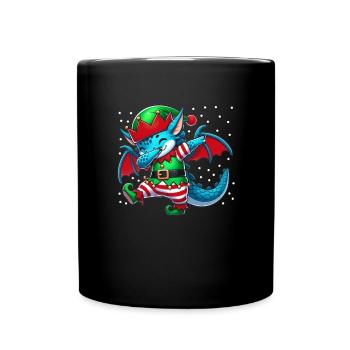 Elfe Dragon de Noël Amoureux du Dragon Drôle - Mug uni - noir - Devant