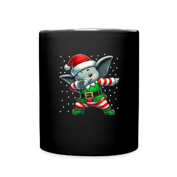 Weihnachten Elefant Elf Lustig Elefantenliebhaber - Tasse einfarbig - Schwarz - Vorne
