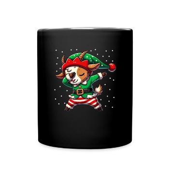 Weihnachten Ziege Elf Lustiger Ziegenliebhaber - Tasse einfarbig - Schwarz - Vorne