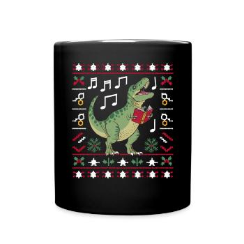 Dinosaurier Trex T-Rex Christmas Weihnachten Xmas - Tasse einfarbig - Schwarz - Vorne