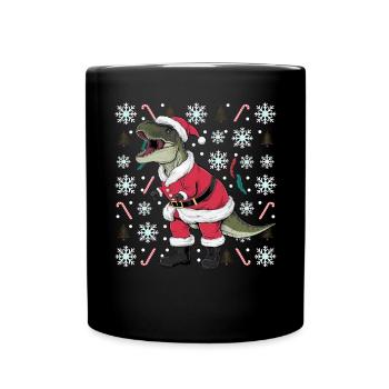 Dinosaurier Trex T-Rex Christmas Weihnachten Xmas - Tasse einfarbig - Schwarz - Vorne