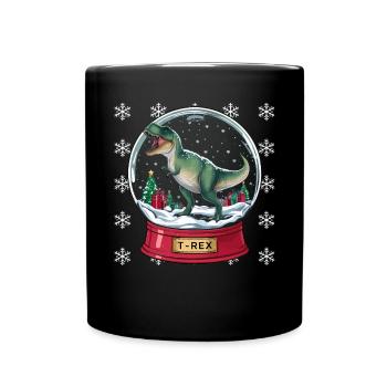 Dinosaurier Trex T-Rex Christmas Weihnachten Xmas - Tasse einfarbig - Schwarz - Vorne