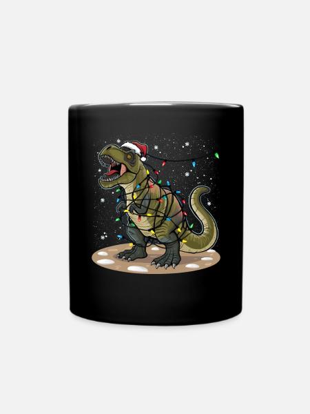 Dinosaur Christmas Light Christmas Christmas - Full Colour Mug - black