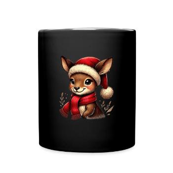 Cerf de Noël avec chapeau de Noël - Mug uni - noir - Devant
