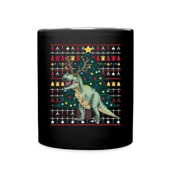 Dinosaurier Trex T-Rex Christmas Weihnachten Xmas - Tasse einfarbig - Schwarz - Vorne