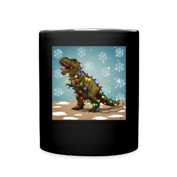 Dinosaurier Trex T-Rex Christmas Weihnachten Xmas - Tasse einfarbig - Schwarz - Vorne