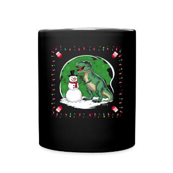 Dinosaurier Trex T-Rex Christmas Weihnachten Xmas - Tasse einfarbig - Schwarz - Vorne