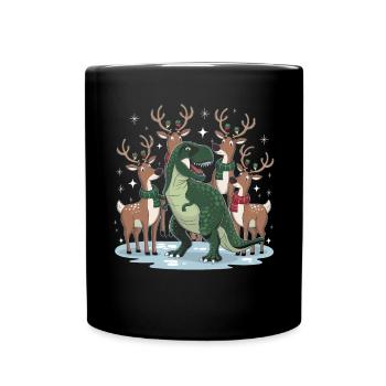 Dinosaurier Trex T-Rex Christmas Weihnachten Xmas - Tasse einfarbig - Schwarz - Vorne