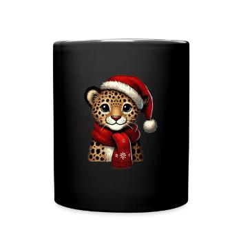 Bébé léopard de Noël avec écharpe et - Mug uni - noir - Devant