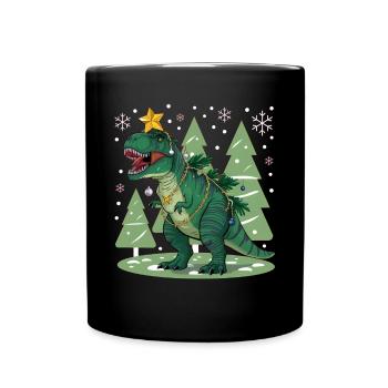 Dinosaurier Trex T-Rex Christmas Weihnachten Xmas - Tasse einfarbig - Schwarz - Vorne