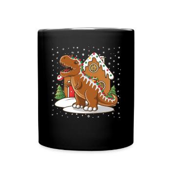 Dinosaurier Trex T-Rex Christmas Weihnachten Xmas - Tasse einfarbig - Schwarz - Vorne