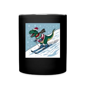 Dinosaurier Trex T-Rex Christmas Weihnachten Xmas - Tasse einfarbig - Schwarz - Vorne