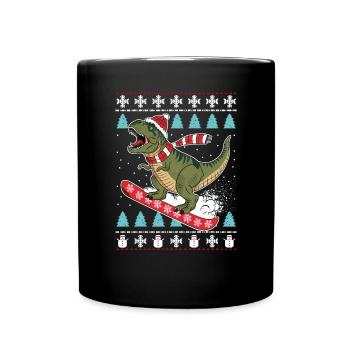 Dinosaurier Trex T-Rex Christmas Weihnachten Xmas - Tasse einfarbig - Schwarz - Vorne