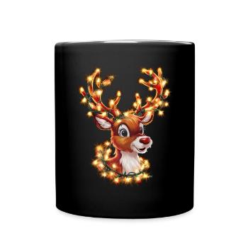 Reindeer Deer Xmas Reindeer Christmas Christmas - Full Colour Mug - black - Front