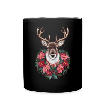 Renne Cerf Noël Renne Noël - Mug uni - noir - Devant