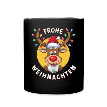 Reindeer Deer Xmas Reindeer Christmas Christmas - Full Colour Mug - black - Front