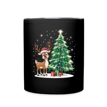 Reindeer Deer Xmas Reindeer Christmas Christmas - Full Colour Mug - black - Front