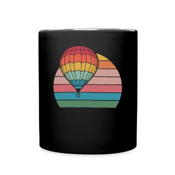 Hot Air Balloon Retro Sunset - Full Colour Mug - black - Front