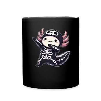 Halloween Skeleton Cute Axolotl Men - Full Colour Mug - black - Front
