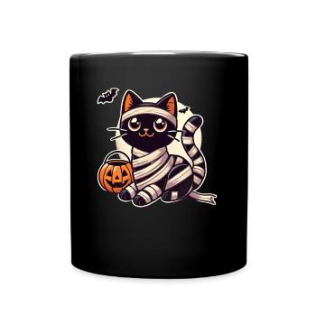 Cat Halloween Mummy Cute Cat Kids - Full Colour Mug - black - Front